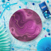 Paarse Amethyst en goudAbstract Agate Papieren Bordje (Feest)
