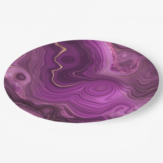 Paarse Amethyst en goudAbstract Agate Papieren Bordje (Gekanteld)