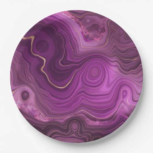 Paarse Amethyst en goudAbstract Agate Papieren Bordje (Voorkant)