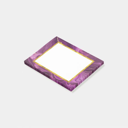 Paarse Amethyst en goudAbstract Agate Post-it® Notes (Schuin)