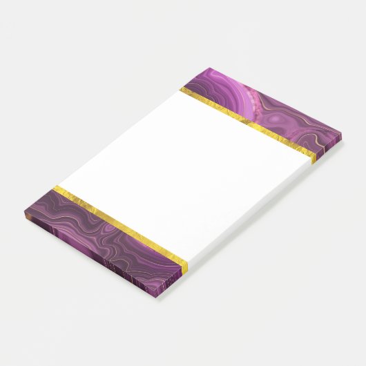 Paarse Amethyst en goudAbstract Agate Post-it® Notes (Schuin)
