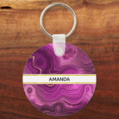Paarse Amethyst en goudAbstract Agate Sleutelhanger (Voorkant)