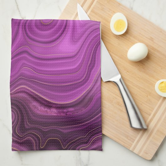 Paarse Amethyst en goudAbstract Agate Theedoek (Quarter Fold)