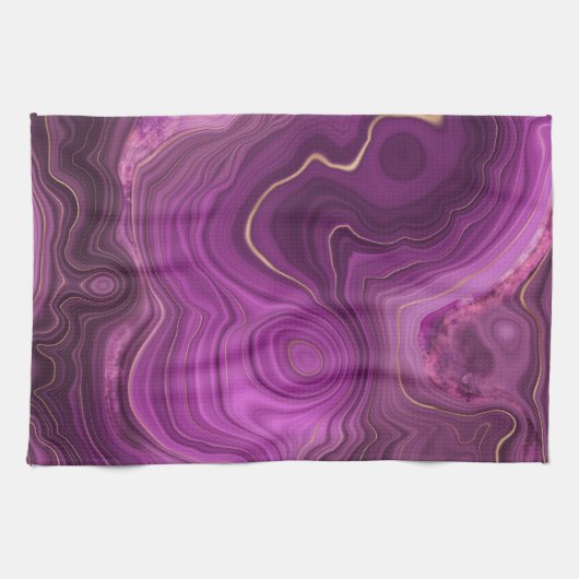 Paarse Amethyst en goudAbstract Agate Theedoek (Horizontaal)