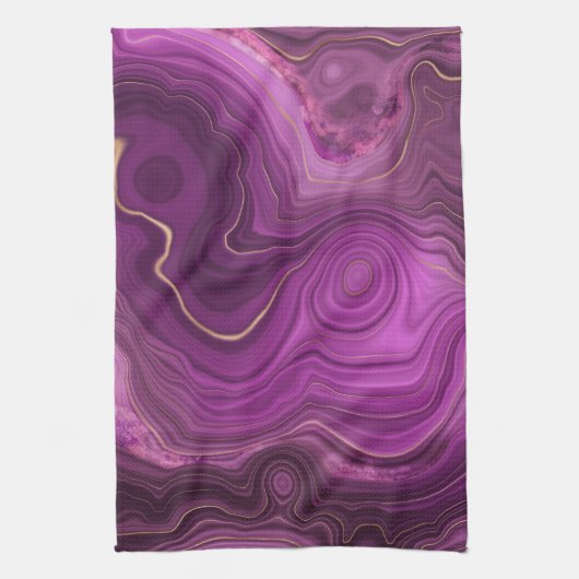 Paarse Amethyst en goudAbstract Agate Theedoek (Verticaal)
