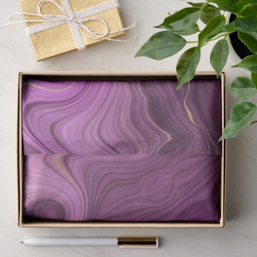 Paarse Amethyst en goudAbstract Agate Tissuepapier (Geschenk)