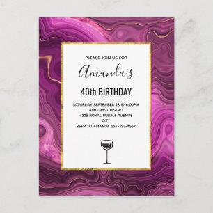 Paarse Amethyst en goudAbstract Agate Uitnodiging Briefkaart
