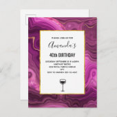 Paarse Amethyst en goudAbstract Agate Uitnodiging Briefkaart (Voorkant / Achterkant)