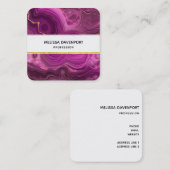 Paarse Amethyst en goudAbstract Agate Vierkante Visitekaartje (Voorkant / Achterkant)