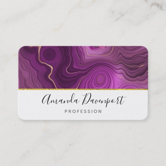 Paarse Amethyst en goudAbstract Agate Visitekaartje (Voorkant)
