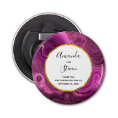 Paarse Amethyst en gouden Abstracte Agate Wedding Button Flesopener (Voorkant)