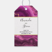 Paarse Amethyst en gouden Abstracte Agate Wedding Cadeaulabel (Voorkant)
