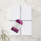 Paarse Amethyst en gouden Abstracte Agate Wedding Cadeaulabel (Met Touw)