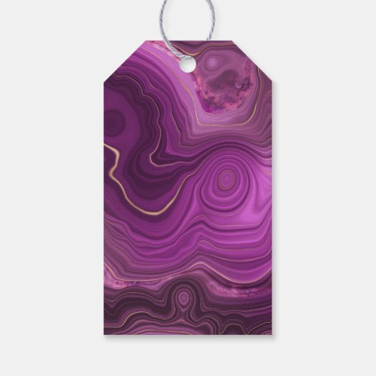 Paarse Amethyst en gouden Abstracte Agate Wedding Cadeaulabel (Achterkant)