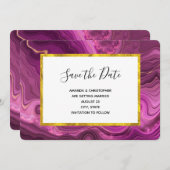 Paarse Amethyst en gouden Abstracte Agate Wedding Save The Date (Voorkant / Achterkant)