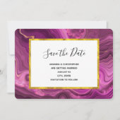 Paarse Amethyst en gouden Abstracte Agate Wedding Save The Date (Voorkant)