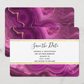 Paarse Amethyst en gouden Abstracte Agate Wedding Save The Date (Voorkant / Achterkant)