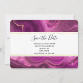 Paarse Amethyst en gouden Abstracte Agate Wedding Save The Date (Voorkant)