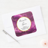 Paarse Amethyst en gouden Abstracte Agate Wedding Vierkante Sticker (Envelop)
