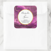 Paarse Amethyst en gouden Abstracte Agate Wedding Vierkante Sticker (Tas)