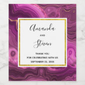 Paarse Amethyst en gouden Abstracte Agate Wedding Wijn Etiket (Enkel label)