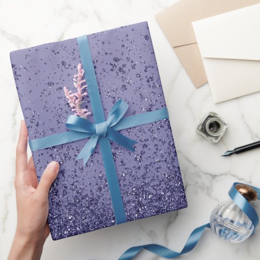 Paarse Amethyst Faux Glitter Cadeaupapier (Geschenken)