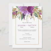 Paarse Amethyst Floral Gold Glitter Spring Wedding Kaart (Voorkant)