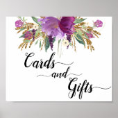 Paarse Amethyst Floral-Kaarten en cadeaubonzen Poster (Voorkant)
