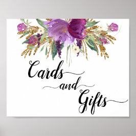 Paarse Amethyst Floral-Kaarten en cadeaubonzen Poster