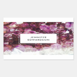 Paarse amethyst gemstone kristal professioneel rechthoekige sticker