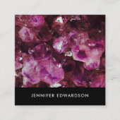 Paarse amethyst gemstone kristal professioneel vierkante visitekaartje (Voorkant)