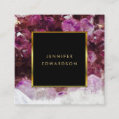 Paarse amethyst gemstone kristal professioneel vierkante visitekaartje (Voorkant)