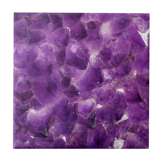 Paarse Amethyst Gemstone Rock Februstone Tegeltje (Voorkant)
