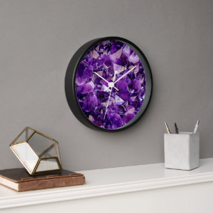 Paarse Amethyst Geode Crystal Gemstone Wall klok
