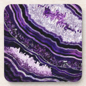 Paarse Amethyst Geode en Silver Digital Art Bier Onderzetter (Voorkant)