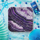 Paarse Amethyst Geode en Silver Digital Art Papieren Bordje (Feest)