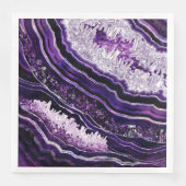 Paarse Amethyst Geode en Silver Digital Art Servet (Voorkant)