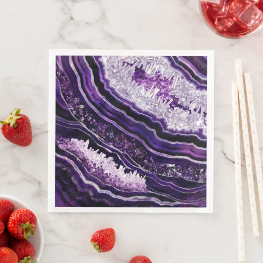 Paarse Amethyst Geode en Silver Digital Art Servet (Insitu)