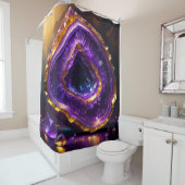 Paarse Amethyst Geode Goud Douchegordijn (In situ)