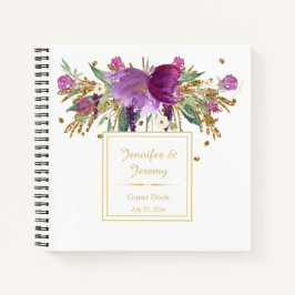 Paarse Amethyst Gold Floral Gastenboek | Notitieboek