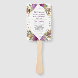 Paarse Amethyst Gold Glitter Geometrisch Lijst Handwaaier