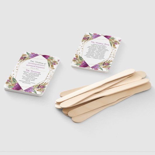 Paarse Amethyst Gold Glitter Geometrisch Lijst Handwaaier (Niet-gemonteerd)