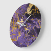 Paarse Amethyst Golden Stone Marble Black Luxury Grote Klok (Hoek)