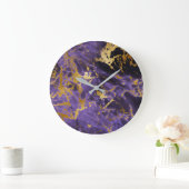 Paarse Amethyst Golden Stone Marble Black Luxury Grote Klok (Huis)