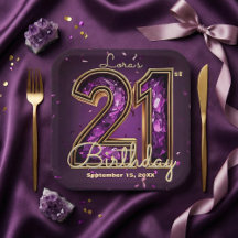 Paarse Amethyst Kristal Goud 21e Verjaardag