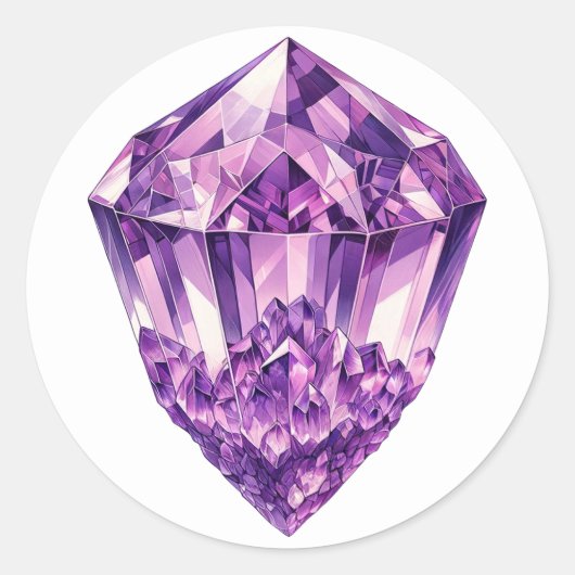 Paarse Amethyst Kristal Metafysische Energie Ronde Sticker (Voorkant)