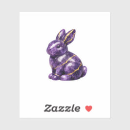 Paarse Amethyst Kristallen Konijn Gouden Kintsugi Sticker