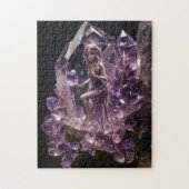 Paarse Amethyst kristallen magische fee Legpuzzel (Verticaal)