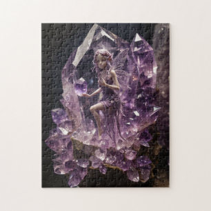 Paarse Amethyst kristallen magische fee Legpuzzel