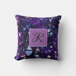 Paarse Amethyst Kwartz Crystal Monogram Kussen